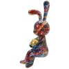 Figura decorativa Coniglietto Psyco – Conejo multicolor de poliresina, 23 cm