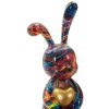 Figura decorativa Coniglietto Psyco – Conejo multicolor de poliresina, 23 cm