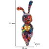 Figura decorativa Coniglietto Psyco – Conejo multicolor de poliresina, 23 cm