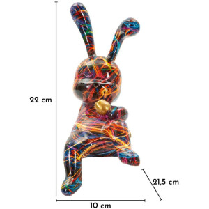 Figura decorativa de conejo psicodélico Mauro Ferretti 21,5x10x22 cm
