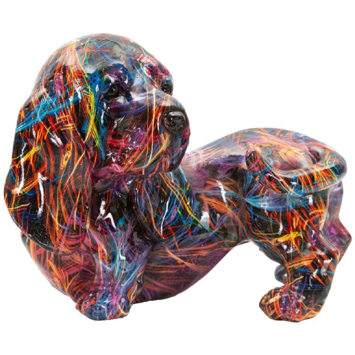 Figura decorativa Bassotto Psyco de Mauro Ferretti – Perro Dálmata multicolor en Polyresin, aprox. 20 x 14 x 16,5 cm