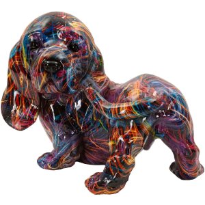 Figura decorativa Bassotto Psyco de Mauro Ferretti – Perro Dálmata multicolor en Polyresin, aprox. 20 x 14 x 16,5 cm