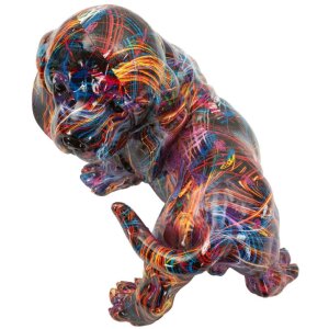 Figura decorativa Bassotto Psyco de Mauro Ferretti – Perro Dálmata multicolor en Polyresin, aprox. 20 x 14 x 16,5 cm