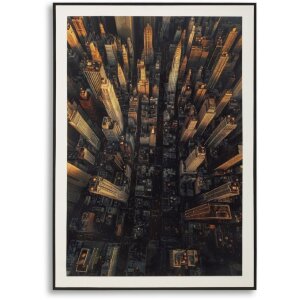 Marco de fotos con skyline de Nueva York de Mauro Ferretti, laca, tela, 72x4x102 cm