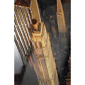 Marco de fotos con skyline de Nueva York de Mauro Ferretti, laca, tela, 72x4x102 cm