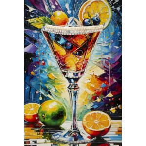 Pintura sobre tela COCKTAIL con marco de fotos Mauro Ferretti 62x3,5x92 cm