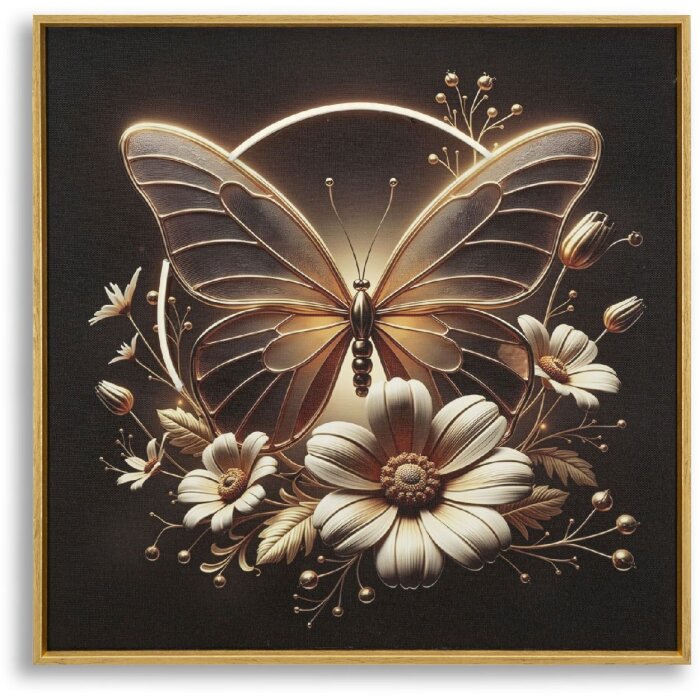 Marco de pared "Butterfly" con LED de Mauro Ferretti – Lienzo con marco 50x50 cm