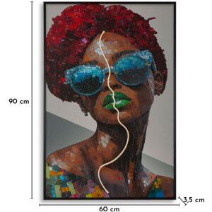 Poster mural "Afro" de Mauro Ferretti con LED – Impresión en lienzo 60x90 cm con aplicación 3D