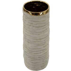 Vaso "Lima Open" de Mauro Ferretti Ø15,5x40 cm Gris/Gold