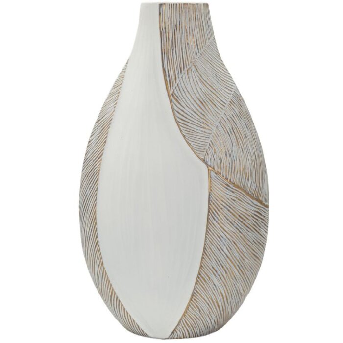 Vaso "Ho Chi Minh" de Mauro Ferretti 29,5x13,5x50 cm Blanco calcáreo