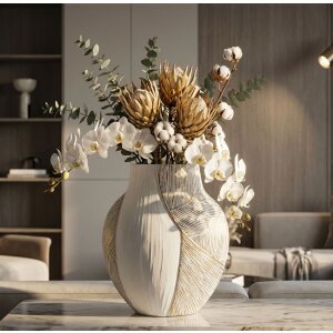 Vaso "Ho Chi Minh" de Mauro Ferretti 35x13,5x37,5 cm Blanco calibrado