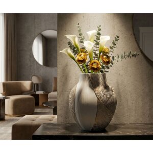 Vaso "Ho Chi Minh" de Mauro Ferretti 27x11,5x31 cm Blanco calcinado