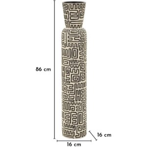 Vaso "Nairobi" de Mauro Ferretti Ø16x86 cm Blanco/Negro