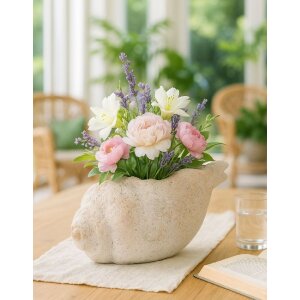 Vasija SHELL SAND Beige 35x23x18cm de Mauro Ferretti