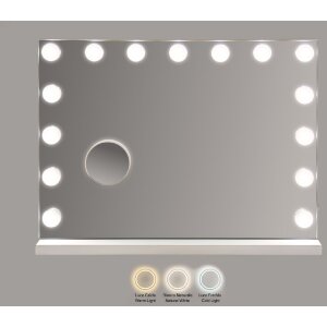 Espejo de mesa HOLLYWOOD LED 55x14x43 cm Blanco Mauro Ferretti