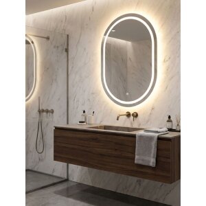 Espejo de pared LED SIMPLE Oval Mauro Ferretti 60x3,5x80 cm Plata