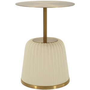 Mesa auxiliar Mauro Ferretti Egle Blanco/Gold Ø40x55 cm Metal PU
