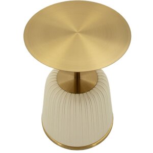 Mesa auxiliar Mauro Ferretti Egle Blanco/Gold Ø40x55 cm Metal PU
