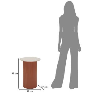 Mesa auxiliar Mauro Ferretti Frankfurt Mármol 35x37x53 cm Rojo Blanco