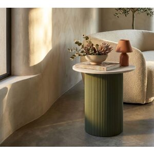 Mesa auxiliar Mauro Ferretti Frankfurt Mármol 40x42x45 cm Verde Blanco