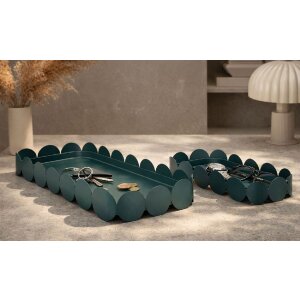 Set de dos bandejas Saturno Ottanio Mauro Ferretti rectangulares metal 40x16,5x4,5 cm y 29x12x4,5 cm