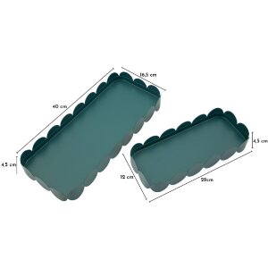 Set de dos bandejas Saturno Ottanio Mauro Ferretti rectangulares metal 40x16,5x4,5 cm y 29x12x4,5 cm