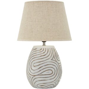 Lámpara de mesa Mauro Ferretti Oblix Ø35x55 cm Poliresina Hierro Tela