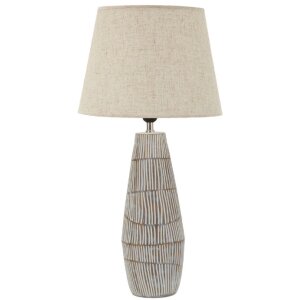 Lámpara de mesa Mauro Ferretti Hanoi Ø35x69,5 cm Poliresina Hierro Tela