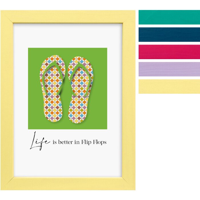 Marco de fotos Goldbuch Lunaro de madera con perfil plano, 3 formatos, verde, indigo, rosa, lila, amarillo