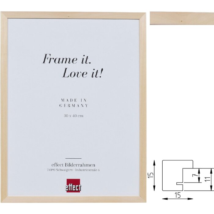 Marco de fotos de madera Effect 2490 Natur 1,5 cm Profil Fresno