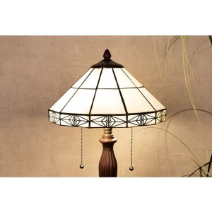 LumiLamp 5LL-3087 Pantalla Tiffany Ø 32x16 cm Triángulo de cristal beige