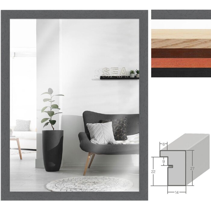 Espejo de pared MendeFrames H960, madera maciza, varios colores, 13x18 hasta 70x100 cm