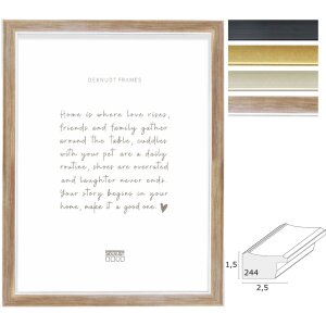 Marco de fotos Deknudt S244 de poliestireno con acabado de madera y cristal transparente, dorado, plateado, bronce o negro con borde plateado