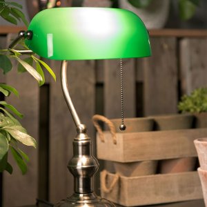 LumiLamp 5LL-5100 Lámpara de escritorio Banker Lámpara 27x17x41 cm Verde Metal Vidrio