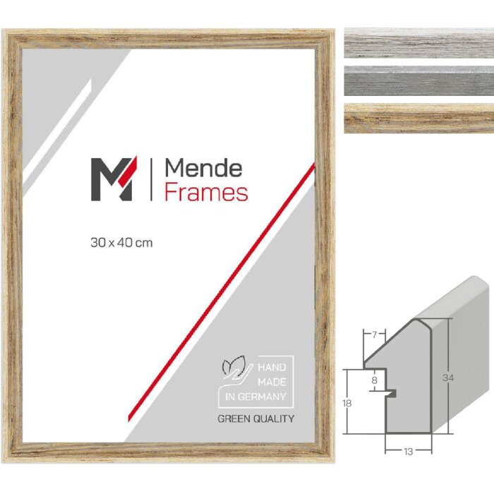 Marco de fotos de madera MendeFrames H790 Strandhaus Blanco Gris Marrón 10x10-70x100
