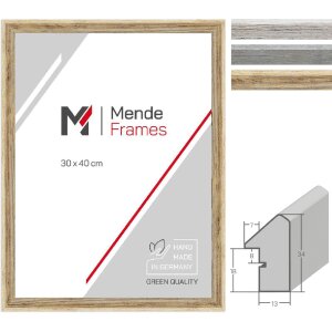 Marco de fotos de madera MendeFrames H790 Strandhaus Blanco Gris Marrón 10x10-70x100