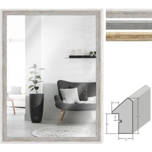 Espejo de pared MendeFrames H790 Casa de playa Blanco Gris Natural 10x10-70x100