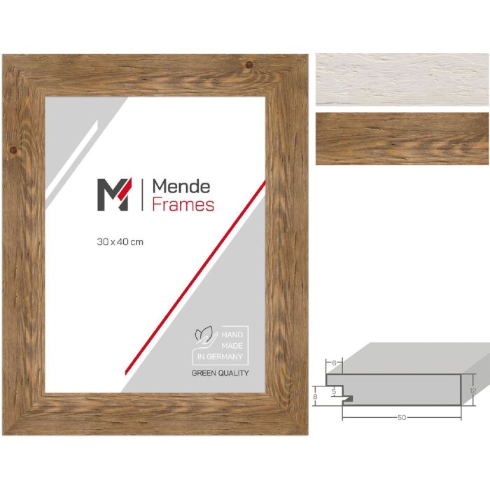 Marco de fotos de madera MendeFrames Profil 780 – Roble o Blanco, 10x10 hasta 70x100 cm