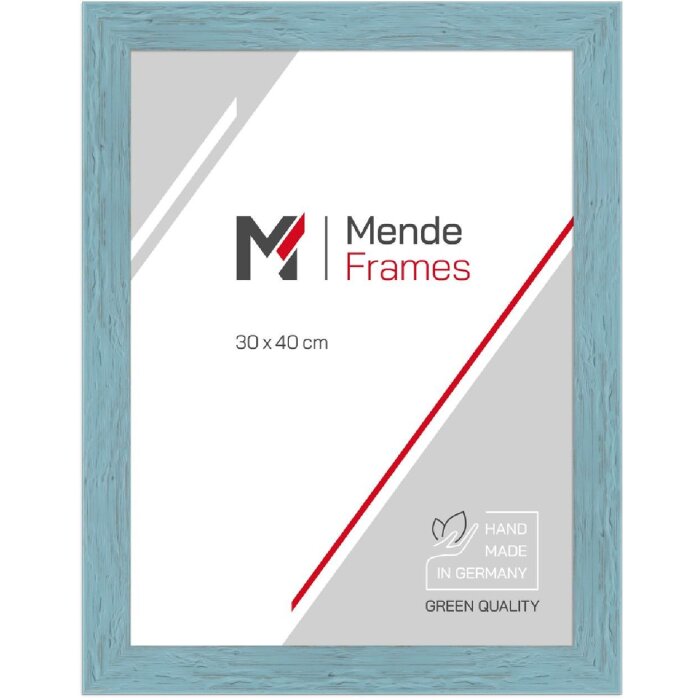 Marco de fotos MendeFrames H750 de madera maciza 50x70 cm azul con vidrio antireflejo