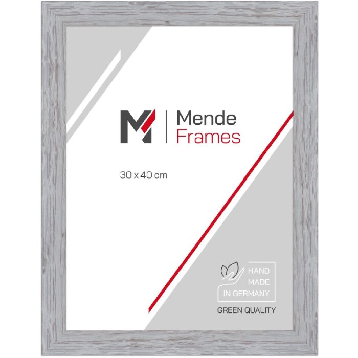 Marco de fotos MendeFrames H750 Madera Maciza 20x30 cm gris vidrio artístico