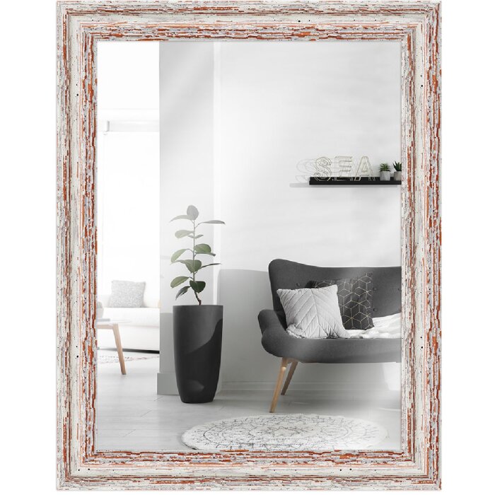 Espejo de pared MendeFrames H740 Shabby-Chic 59,4x84,1 cm blanco