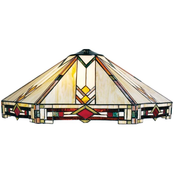 LumiLamp LL-5423 Pantalla Tiffany Ø 58x23 cm Triángulo de cristal rojo beige