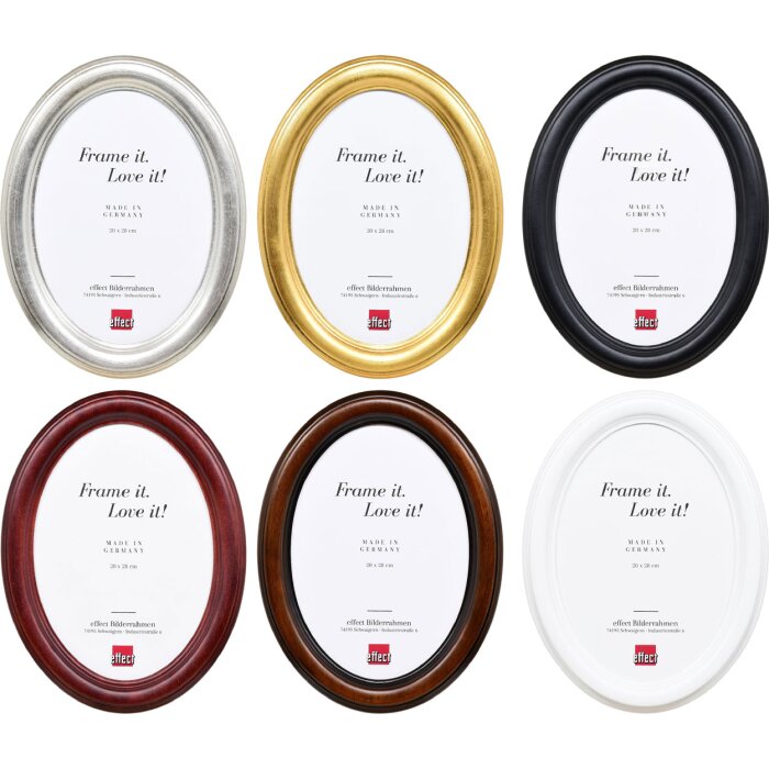 Marco de fotos ovalado Effect con perfil HB de madera maciza en varios colores