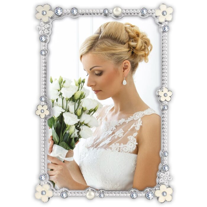 Marco de fotos de metal ZEP Strauss 10x15 cm pared de satén plateado