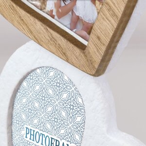 Marco de fotos de pie Gillian ZEP con forma de corazón Madera 3 Fotos 15x7x39 cm Natural