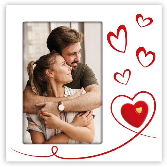 Marco de fotos ZEP Roberta blanco con corazones 10x15 cm formato vertical