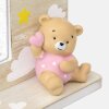 Marco de fotos de madera Teodoro rosa 10x15 cm para bebés con oso de peluche