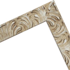 Marco de fotos barroco MendeFrames H650 60x90 cm plata-blanco con vidrio artesanal