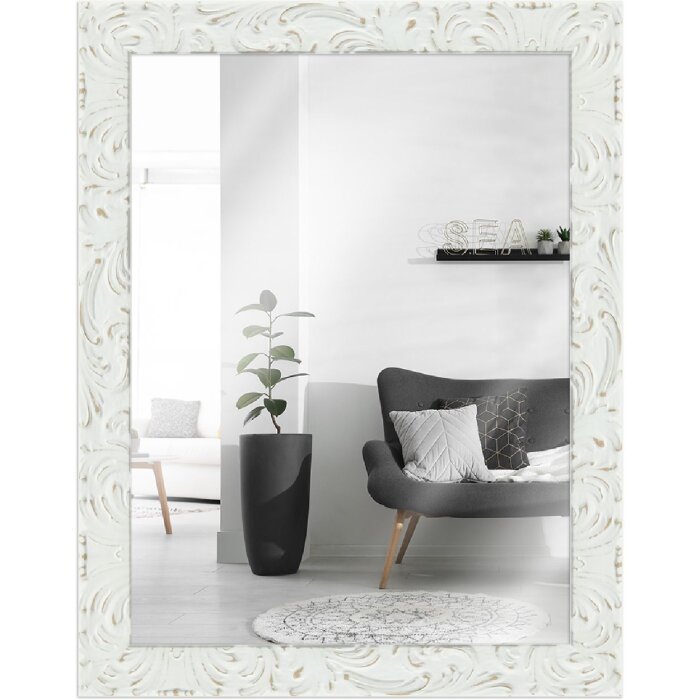 Espejo de pared MendeFrames H650 Barroco 20x60 cm blanco