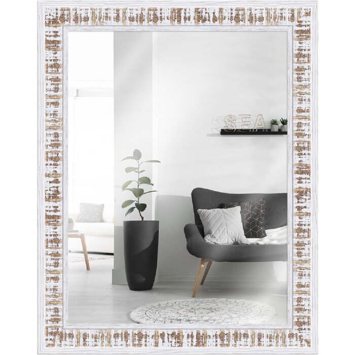 Espejo de pared MendeFrames H630 Shabby-Chic 50x75 cm Blanco